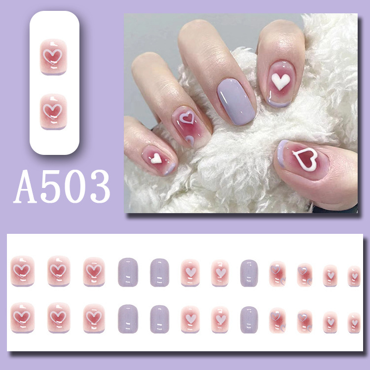 Wearable nail art pieces, artificial nail products, detachable, simple lemon ice transparent, popular online style Douyin nail art hair replacement pic 42