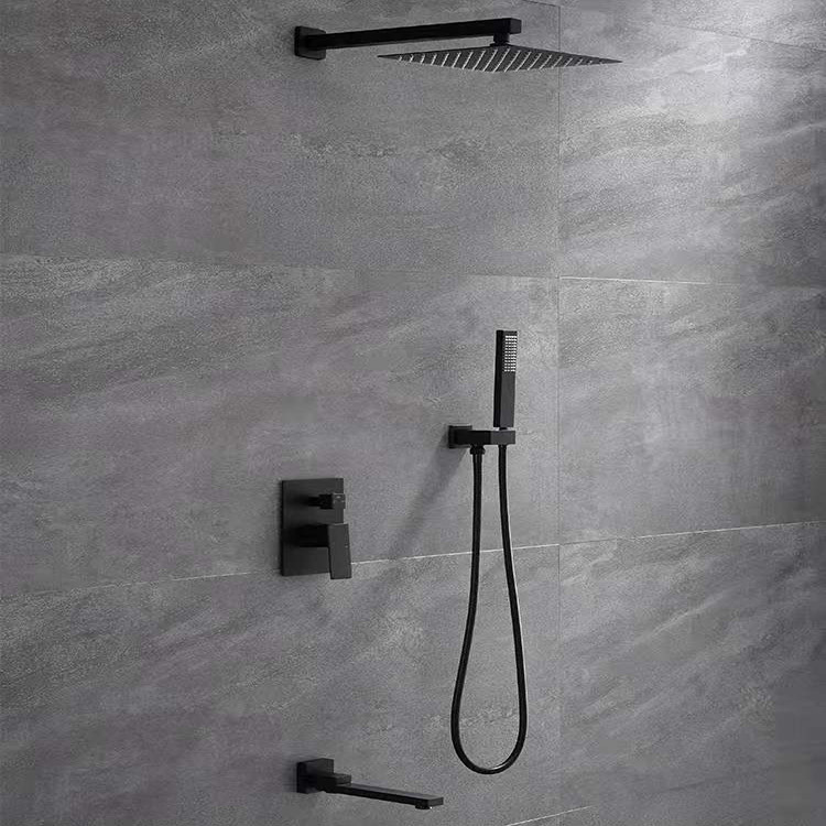 A complete set of all-copper black wall-mounted recessed shower heads, a new smart home constant temperature system pic 6