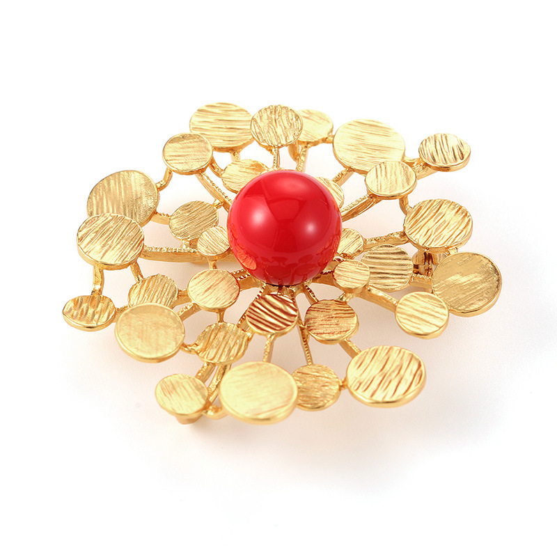 New elegant red sunflower brooch, women's snowflake brooch, retro metal French light luxury high-end brooch accessory pic 22