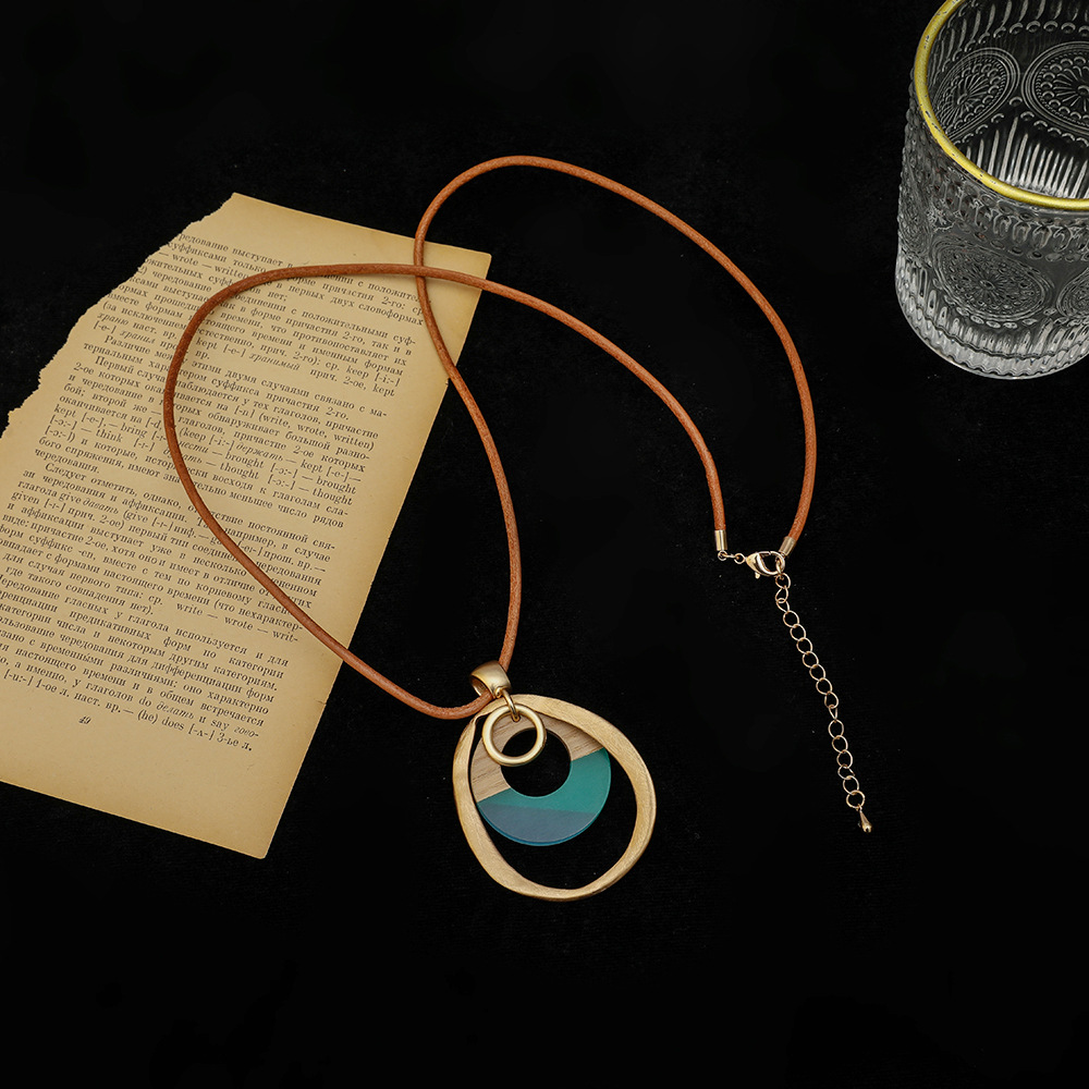 跨境专供亚马逊爆款项链首饰时尚木头拼接高级欧美饰品配饰毛衣链详情8