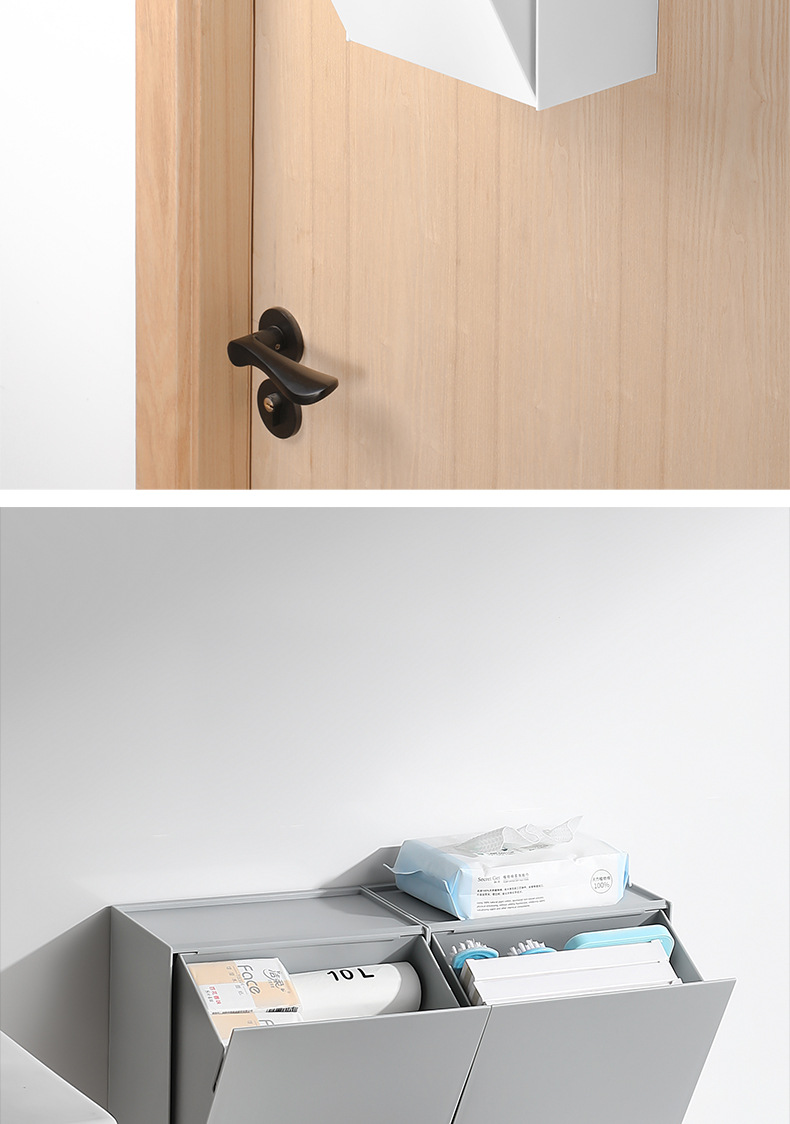 壁挂翻盖收纳盒加大号口罩盒日式浴室垃圾桶卸妆棉卫生巾时尚收纳详情8