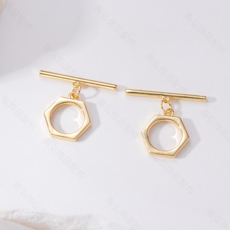18K copper-plated real gold simple smooth OT clasp color retention bracelet pearl necklace connecting clasp diy jewelry accessory pic 9