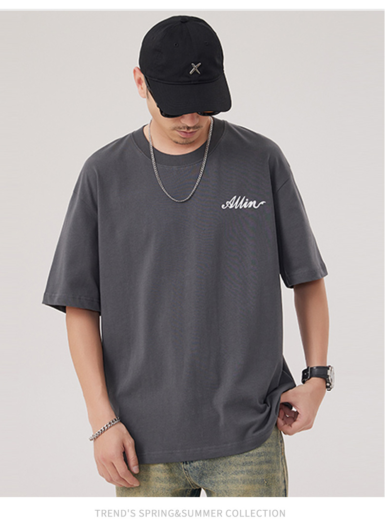 The 2025 summer new half-sleeved T-shirt for men is a trendy and versatile short-sleeved American retro printed loose round-neck T-shirt pic 47