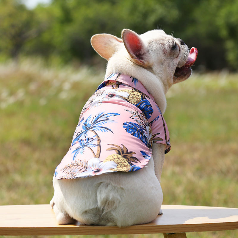 Pequeño y mediano perro playa piña camisa hawaii mascota perro gato golden hair primavera verano fino ropa artículos pic 15