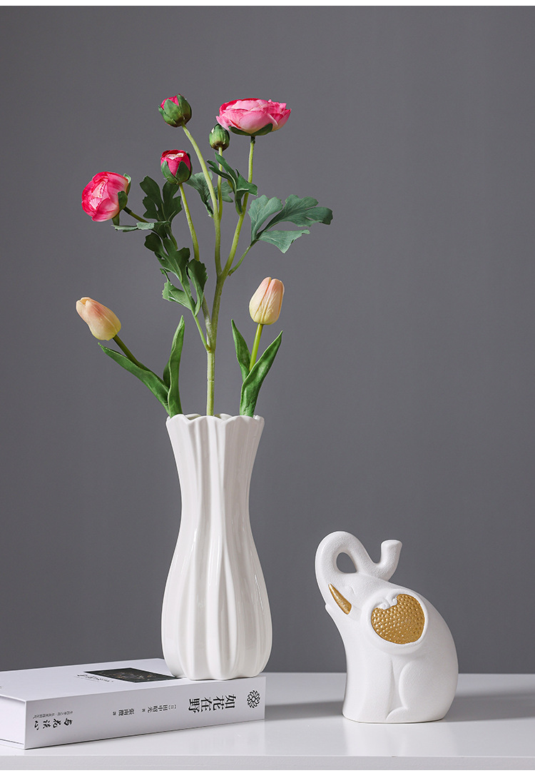 2026 French ins Cream Style Ceramic Vase, high-end and light luxury hotel living room table, artificial flower fresh flower arrangement decorative vase pic 6