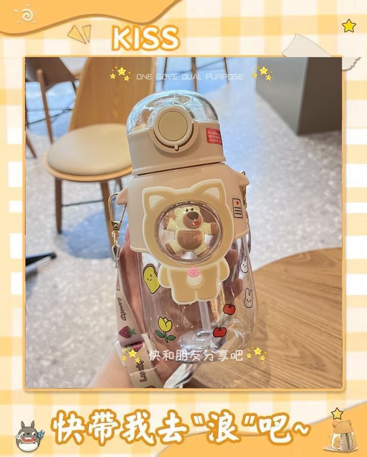 可爱卡通吸管水杯高颜值大水壶便携少女学生杯子耐高温塑料水杯详情6