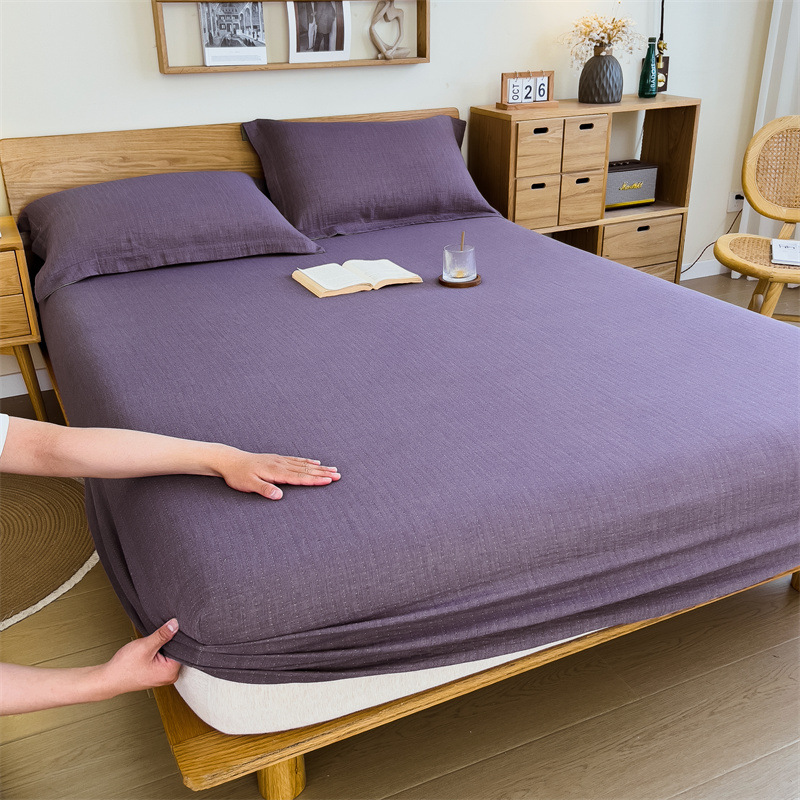 Pure cotton yarn-dyed jacquard double-layer gauze bed cover, single piece of all-cotton gauze mattress protective cover, bedspread, bed cover, single piece of bedding pic 133