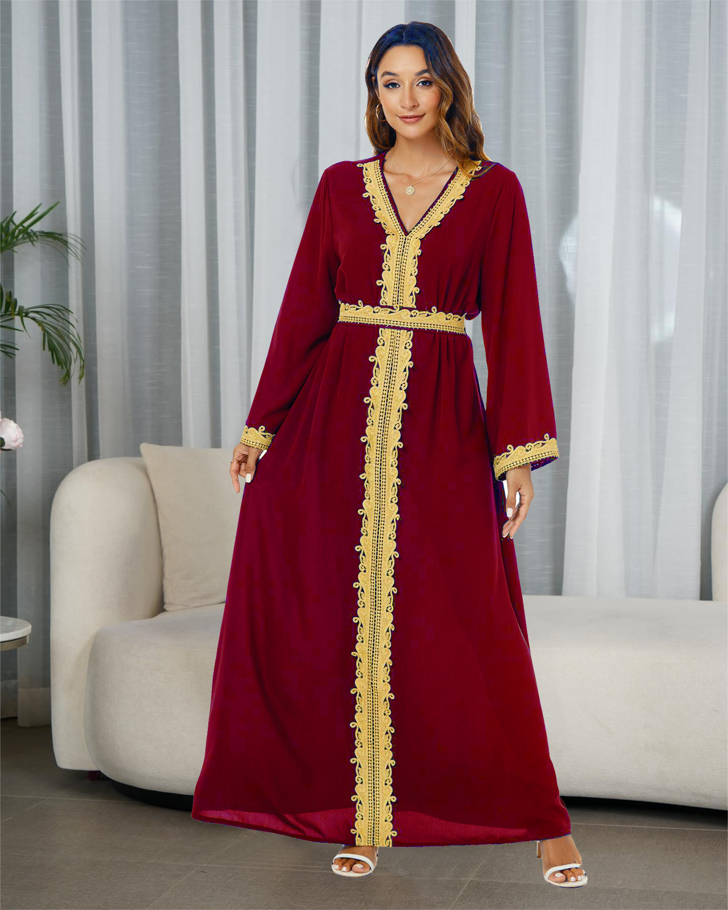 中东欧美阿拉伯女装连衣裙长裙优雅abaya 迪拜长袍沙特旅游穿搭详情12