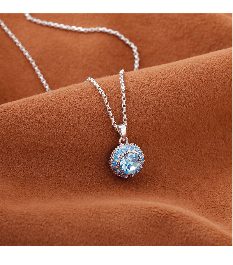 Hyacinth moda luz extravagancia brillo azul mar circonitas colgante collar mujer otoño invierno 2025 nuevo moda cuello de marea cadena clavícula pic 6