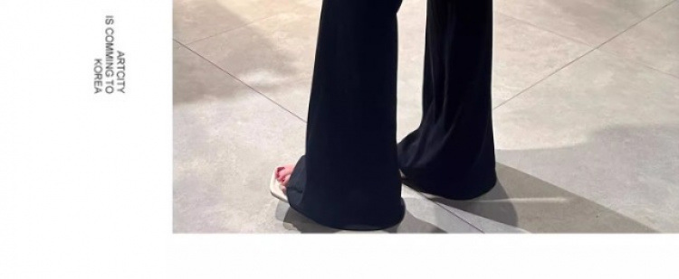 灰色翻腰微喇叭裤女夏季薄款垂感裸感云朵裤小个子显瘦休闲运动裤详情19