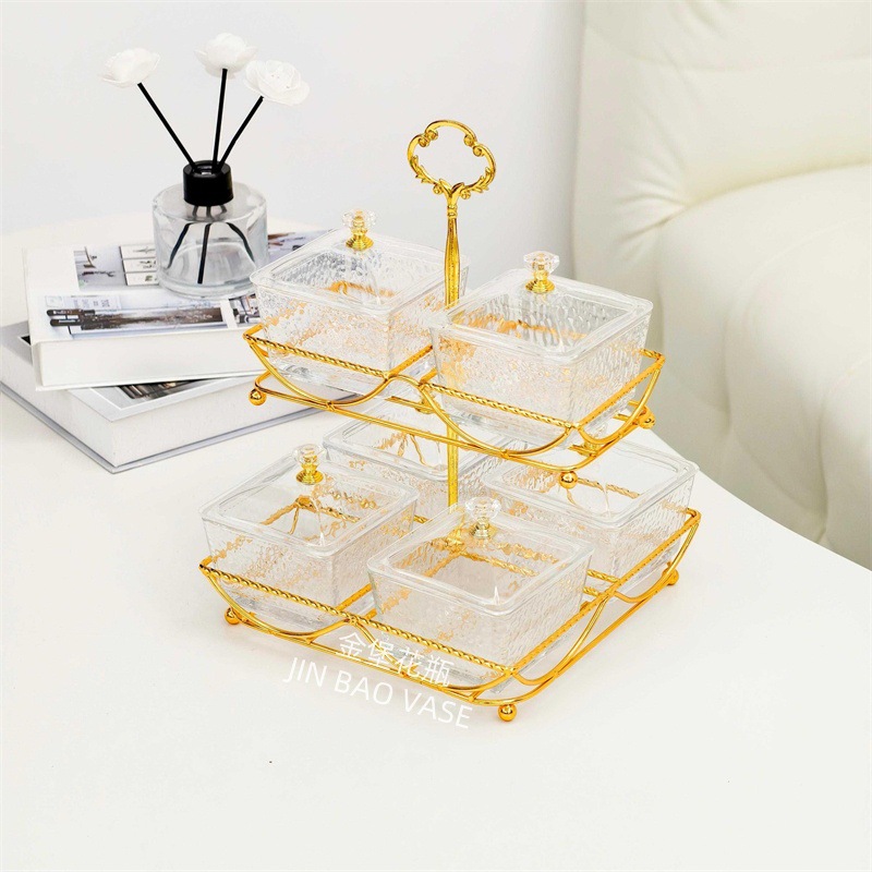 轻奢高颜值玻璃果盘商用水果拼盘家用创意分格干果盒小吃零食盘详情44