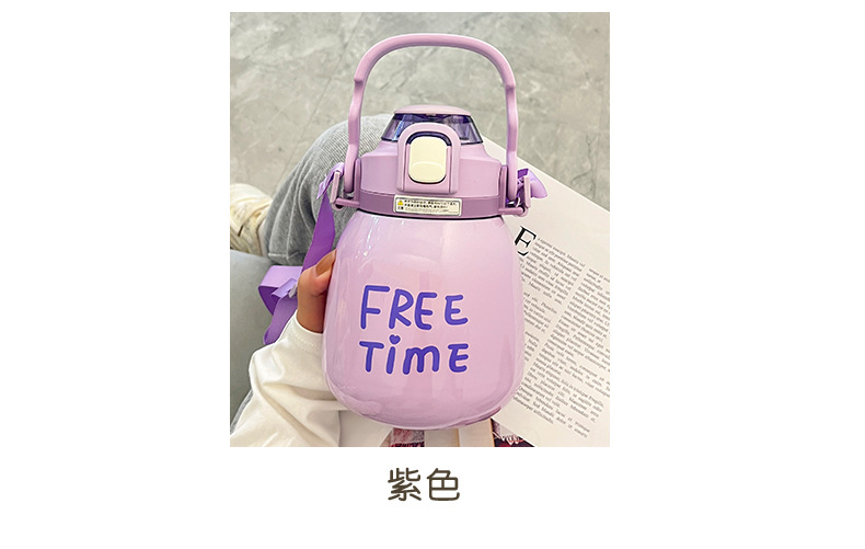 Large-bellied cup, popular online celebrity, high appearance level, insulated cup with straw, outdoor portable stainless steel water bottle, large-capacity water cup manufacturer pic 18