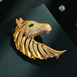A light luxury and high-end two-color gold zodiac horse brooch, a business-style outfit that leads to success. Exquisite brooch, suitable for both men and women pic 4