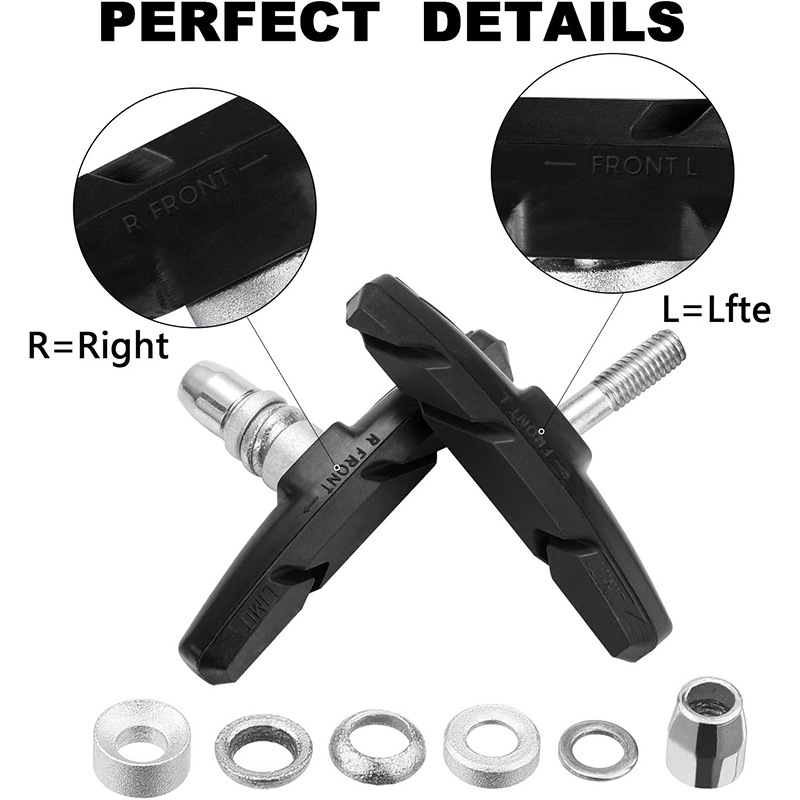 Bicycle brake pads with hexagonal nut washers, anti-slip and noise-free mountain bike V-brake leather accessory set pic 7