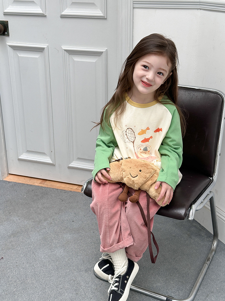 2024秋季新款儿童秋装长袖T恤上衣女童宝宝230克卡通插肩打底衫潮详情54