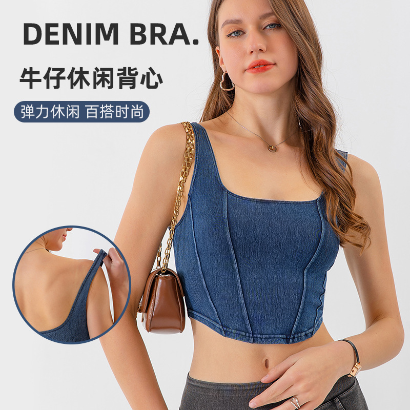 春夏新款高腰宽松百搭牛仔裤女高弹显瘦双口袋松紧运动健身休闲裤详情8