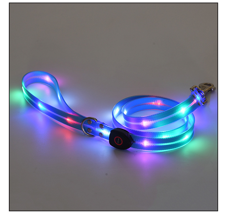 LED light-emitting collar, usb charging pet collar with light, pvc rubber-coated webbing dog leash, luminous dog collar pic 14