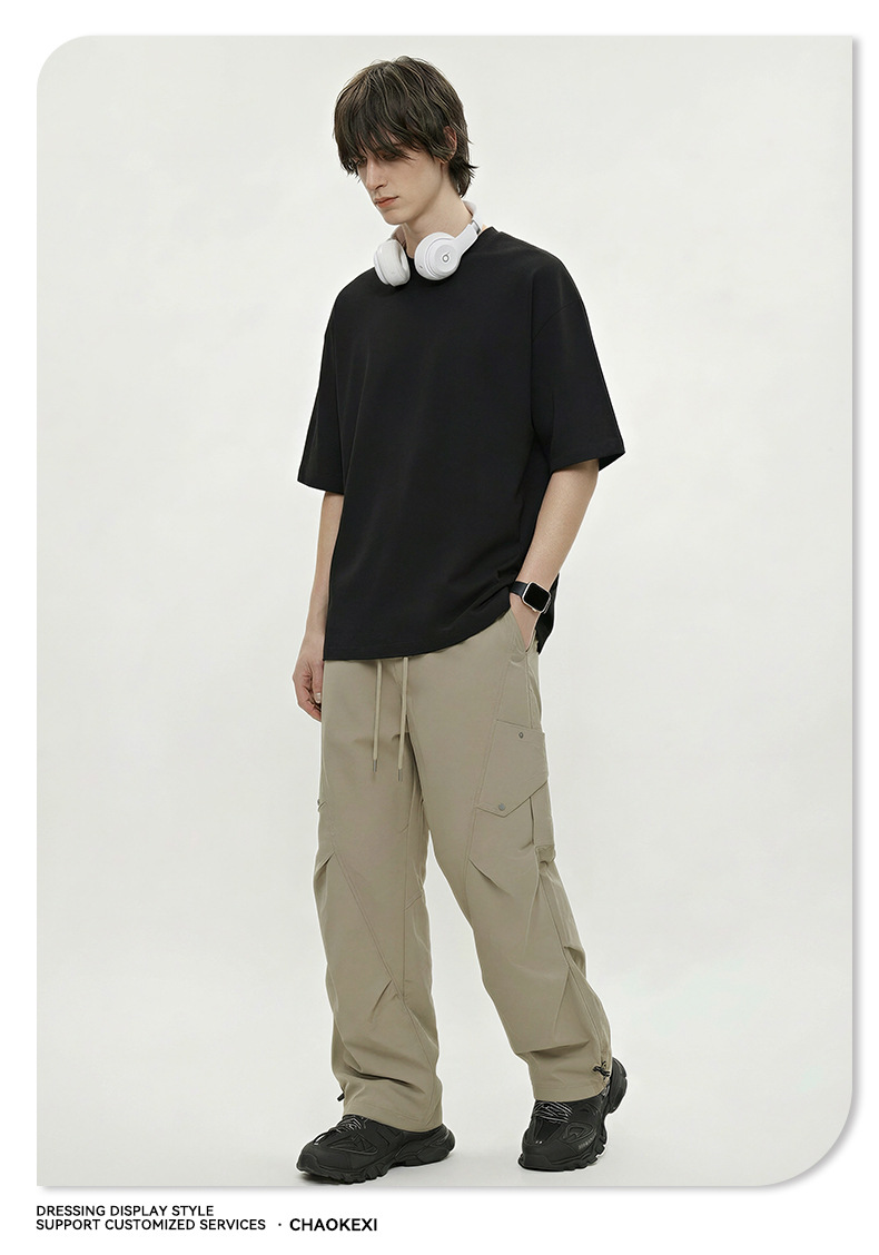 CKX Spring/Summer 2026 New 230G double-yarn pure cotton European and American trendy brand cool solid color loose large-sized short-sleeved T-shirt for men pic 19