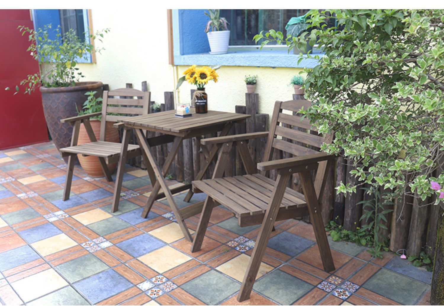 包邮实木可折叠桌靠背椅组合便携家用户外阳台简易小茶几方圆餐桌详情1