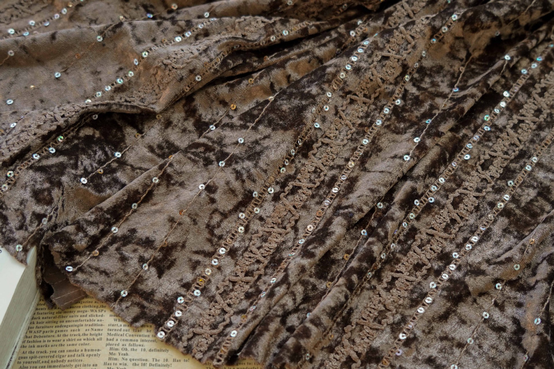 New milk velvet sequin stretch striped stage dress color fabric, spring and autumn diy texture fashion embroidered fabric pic 16