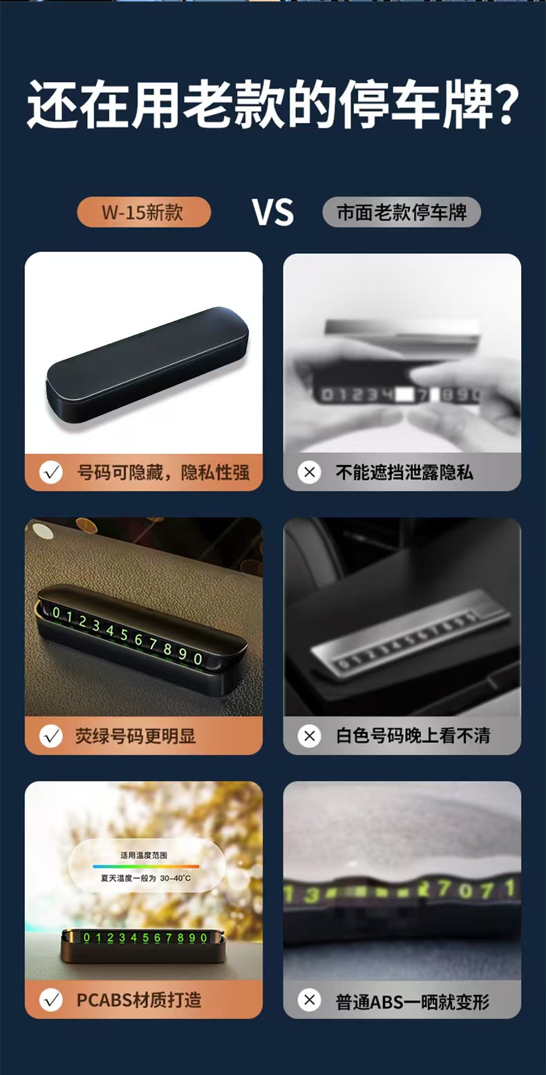 停车号码牌临时停车号码牌停车牌汽车内饰摆件挪车电话牌详情2