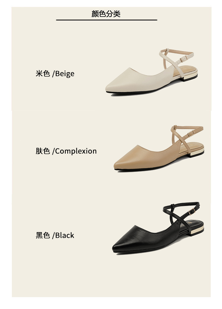 女鞋夏季女2025法式不累脚单鞋舒适平底气质后空包头凉鞋女时尚详情6