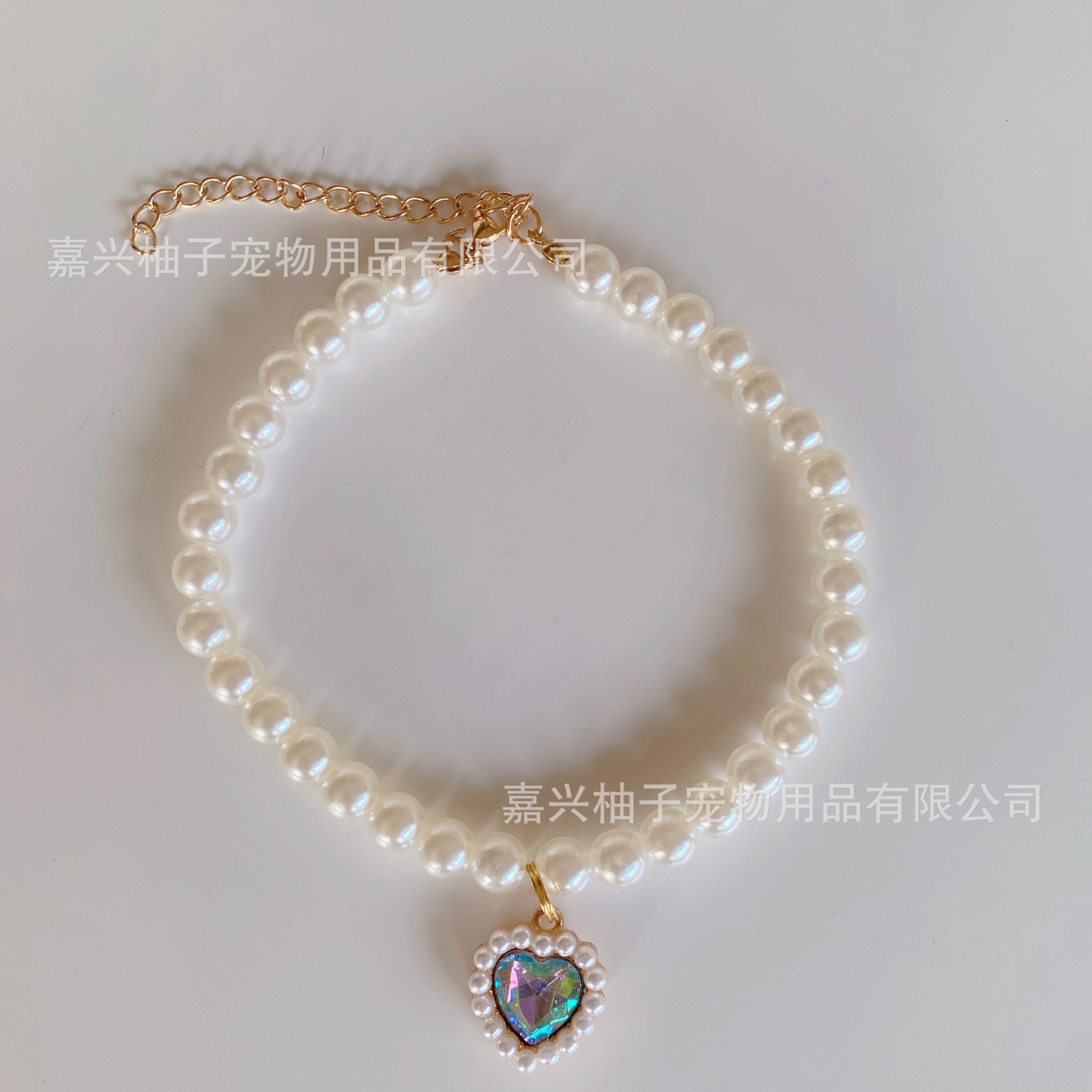 Wholesale of pet pearl necklaces, cat collars, puppy heart crystal pendants, teddy neck cute decorations pic 8