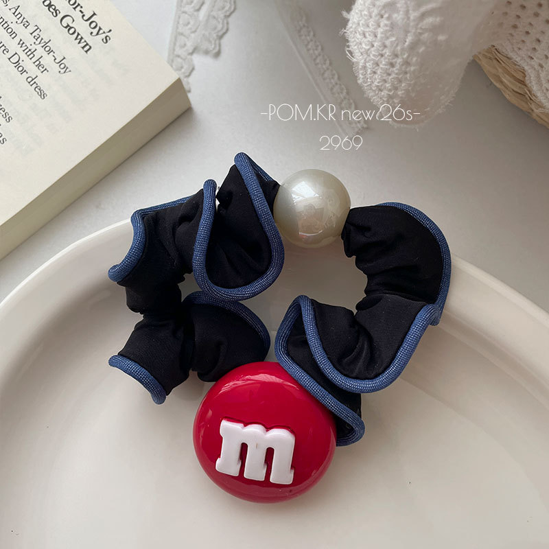 New Korean m Bean fabric elastic small intestine hair band, children's and babies' hair accessory, ponytail bun hair band, women's hair accessory pic 8