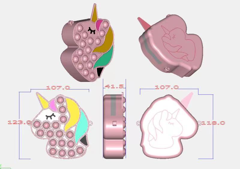 灭鼠先锋独角兽包包跨境新品儿童单肩斜挎包硅胶零钱包卡通泡泡包详情9