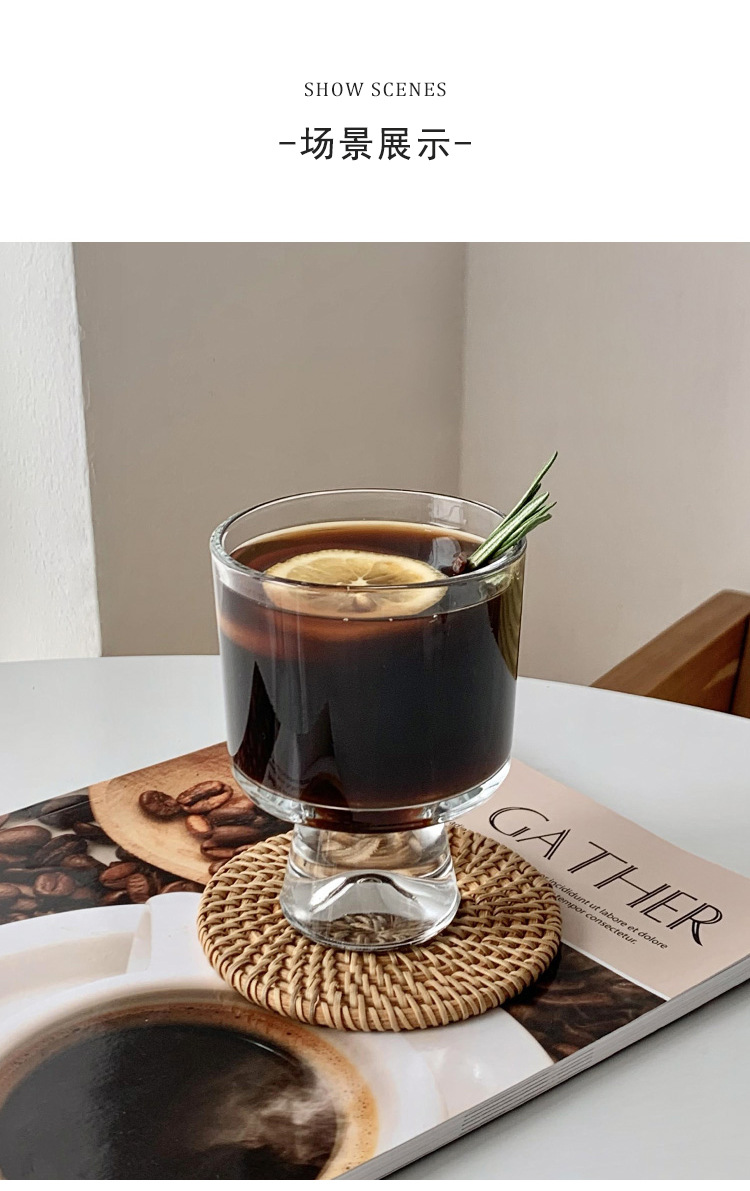 创意ins透明高脚雪山玻璃杯咖啡杯雪糕杯冷饮果汁杯冰淇凌杯详情12