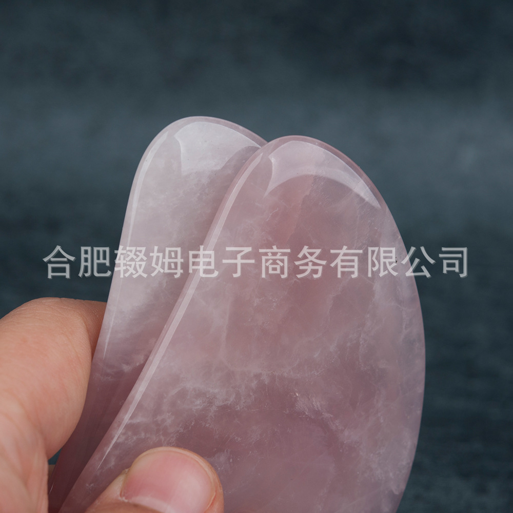 粉晶刮痧板心形刮痧按摩器美容面部脸部天然玉石手指粉水晶刮痧片详情22
