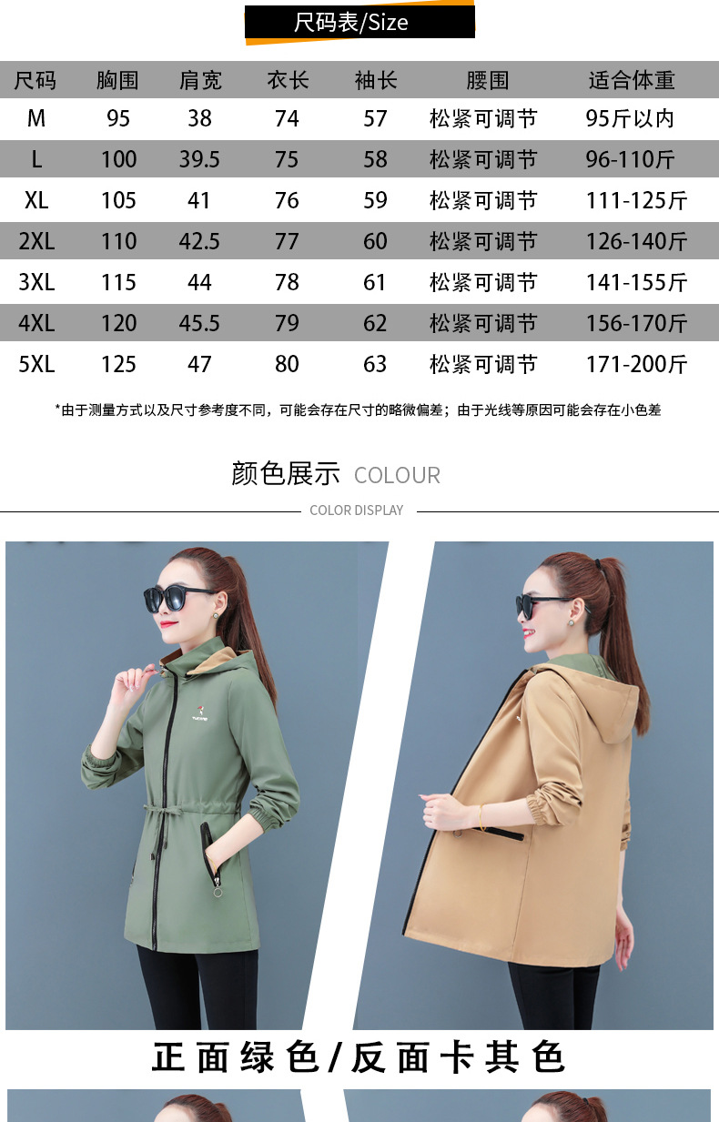 两面穿休闲风衣女春秋中长款外套2024新款大码宽松秋季上衣批发详情8