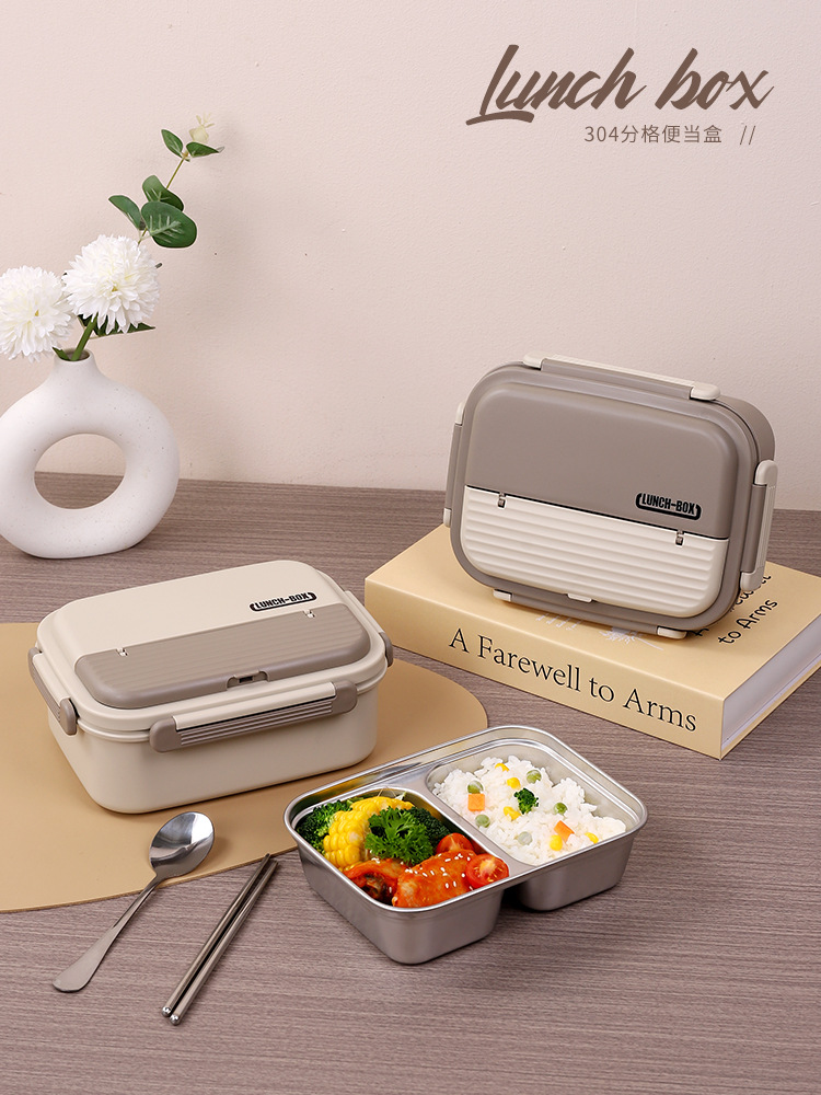 304 insulated lunch box, portable lunch box for office workers and students, compartments bento box, leak-proof fast food plate, cross-border gift pic 5