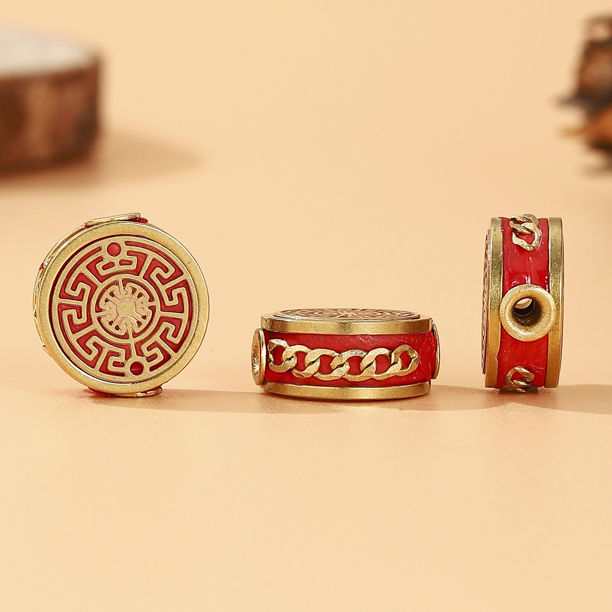 Tibetan-style Nepalese beads, loose beads, copper beads, back cloud inlay, retro ethnic style DIY jewelry accessories, spacer beads, bucket beads pic 32