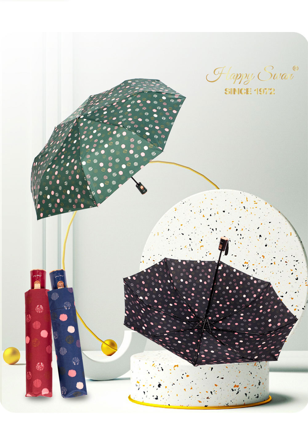 【外贸】星宝跨境三折半自动伞出口雨伞3 folding umbrella stock详情4