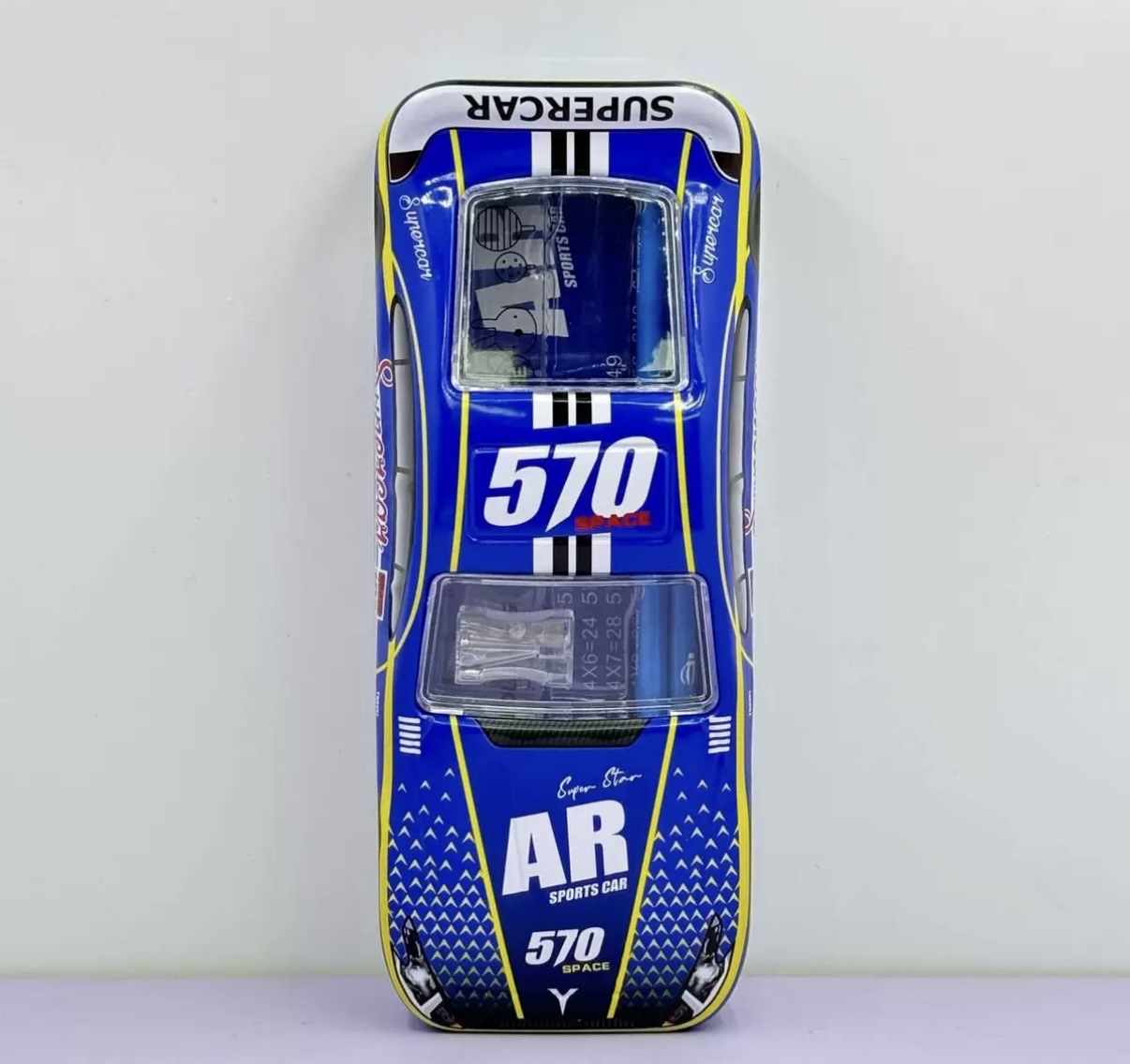 小灵精汽车文具套装铁笔盒造型文具盒儿童卡通男孩小学文具盒详情3