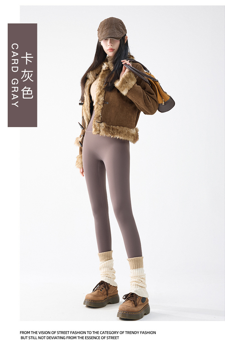Shark pants with fleece for women, thick outerwear long pants for autumn and winter, warm, hip-lifting, high-waisted, new warm, oversized Barbie pants pic 17