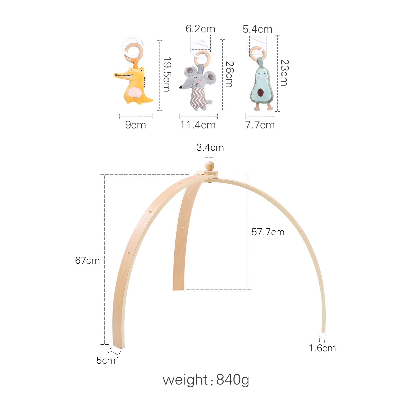 跨境木质三角健身架婴儿抓握毛绒动物吊坠玩具新生儿运动健身支架详情18