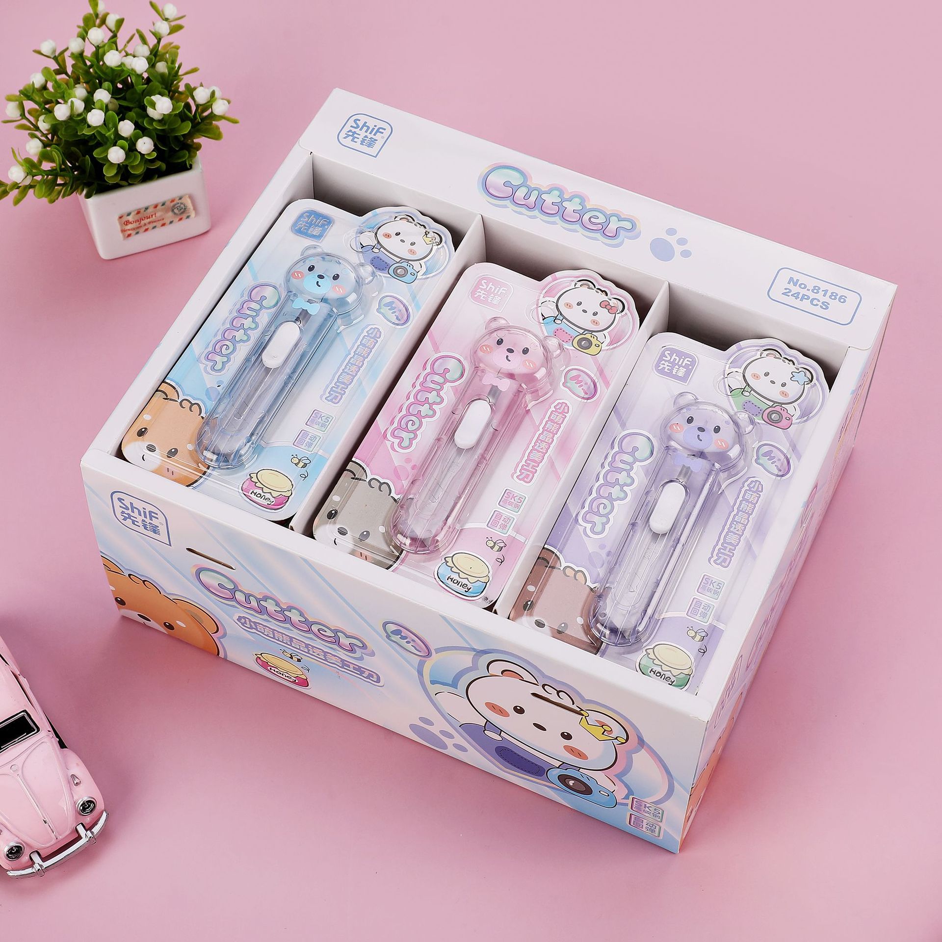 Pioneer 8186 Transparent Cartoon Mini Utility Knife Instagram Express package Opening Student handicraft Art Assignment Paper Cutting Office pic 9