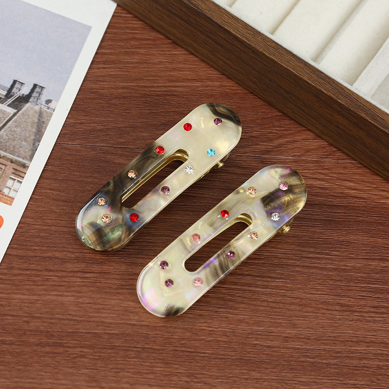 韩版百搭椭圆发卡高级感精致彩钻边夹醋酸板材百搭刘海夹批发详情8