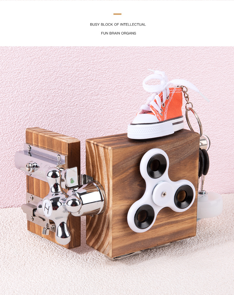 跨境木制儿童早教立体解锁忙碌小方块宝宝忙碌板玩具批发详情87