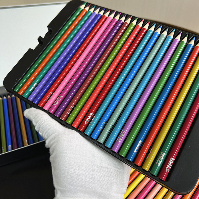 跨境外贸素描油性彩铅绘画美术彩色铅笔50/72色铁盒装画笔彩笔套详情18