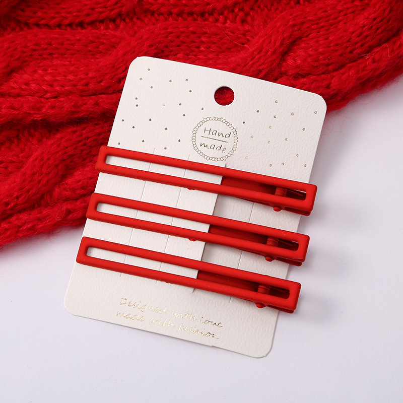 韩国网红发饰 经典红色鸭嘴夹 时尚百搭刘海碎发边夹 发卡可批发 发夹潮流款详情8