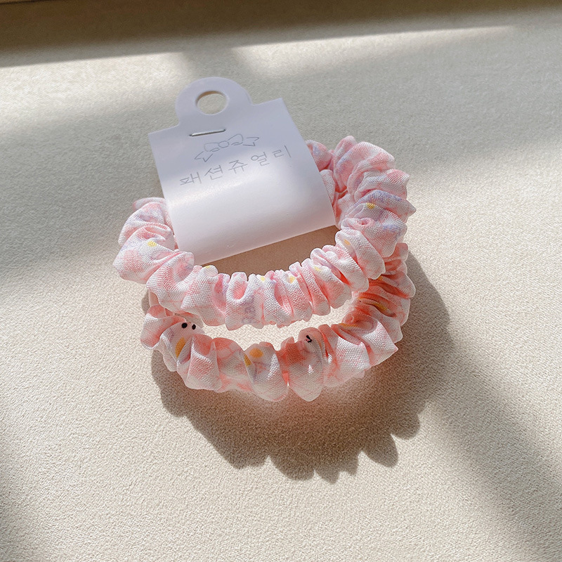 Two-piece rabbit large intestine hair tie set, fashionable and fresh cartoon hair tie combination, basic hair band for tying hair pic 7