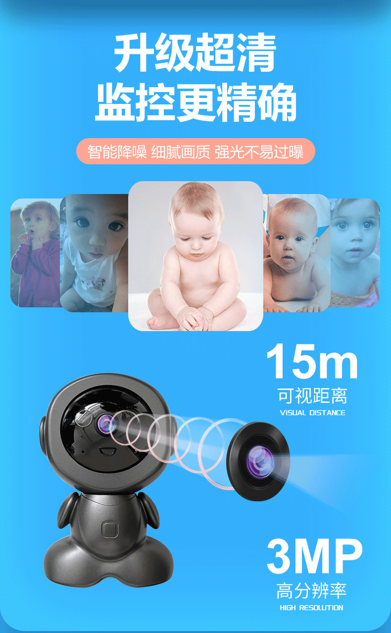 Smart Du robot camera Wireless wifi 360-degree indoor monitoring Twowaytalk yiwu camera pic 7