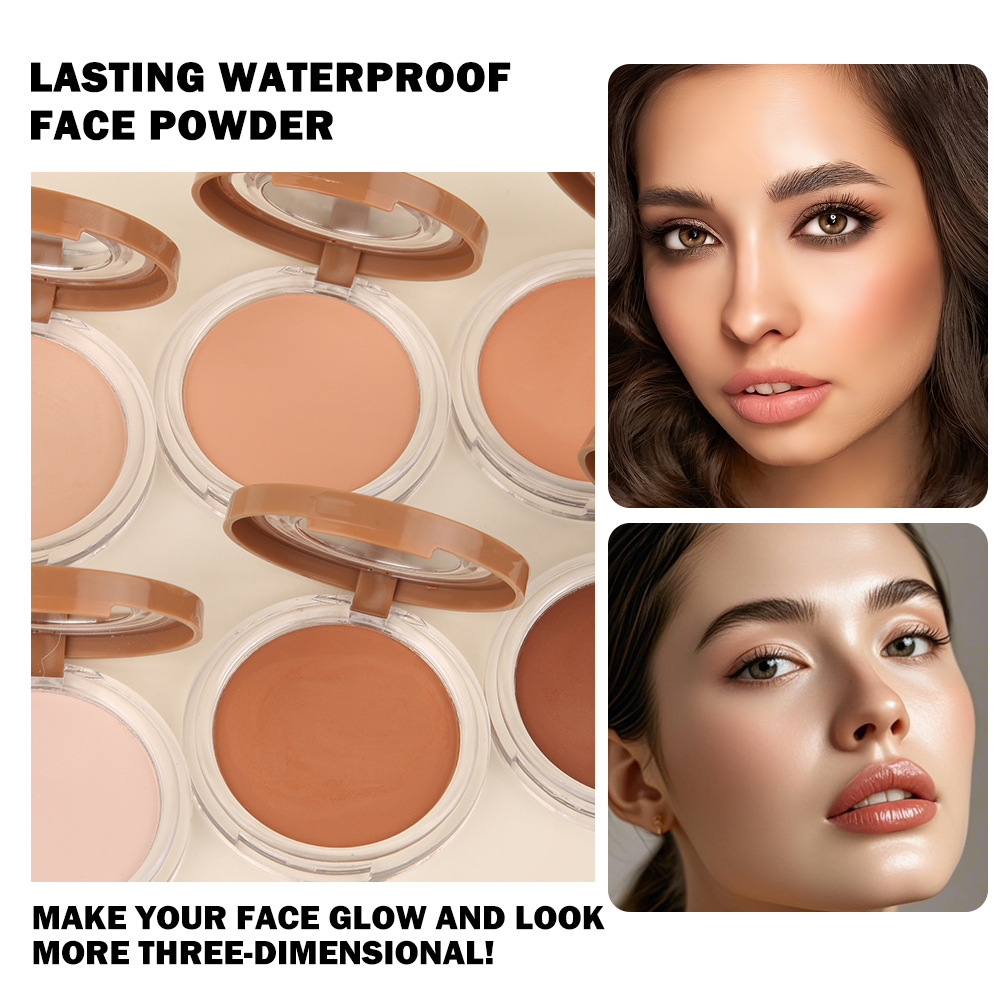 跨境专供QICIOY 6色粉饼定妆粉透明蜜粉补妆持久防水哑光粉饼批发详情5