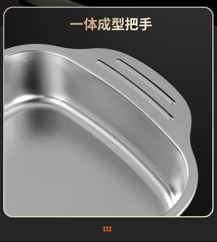Stainless steel thickened grilled fish plate, induction cooker grill tray, rectangular plate, grilled seafood, crayfish, flat bottom, commercial dish plate pic 8