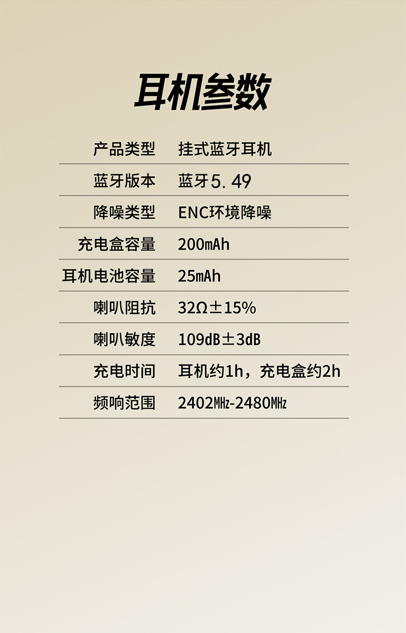 新款X96不入耳OWS蓝牙耳机挂耳式运动耳机超长续航降噪详情13