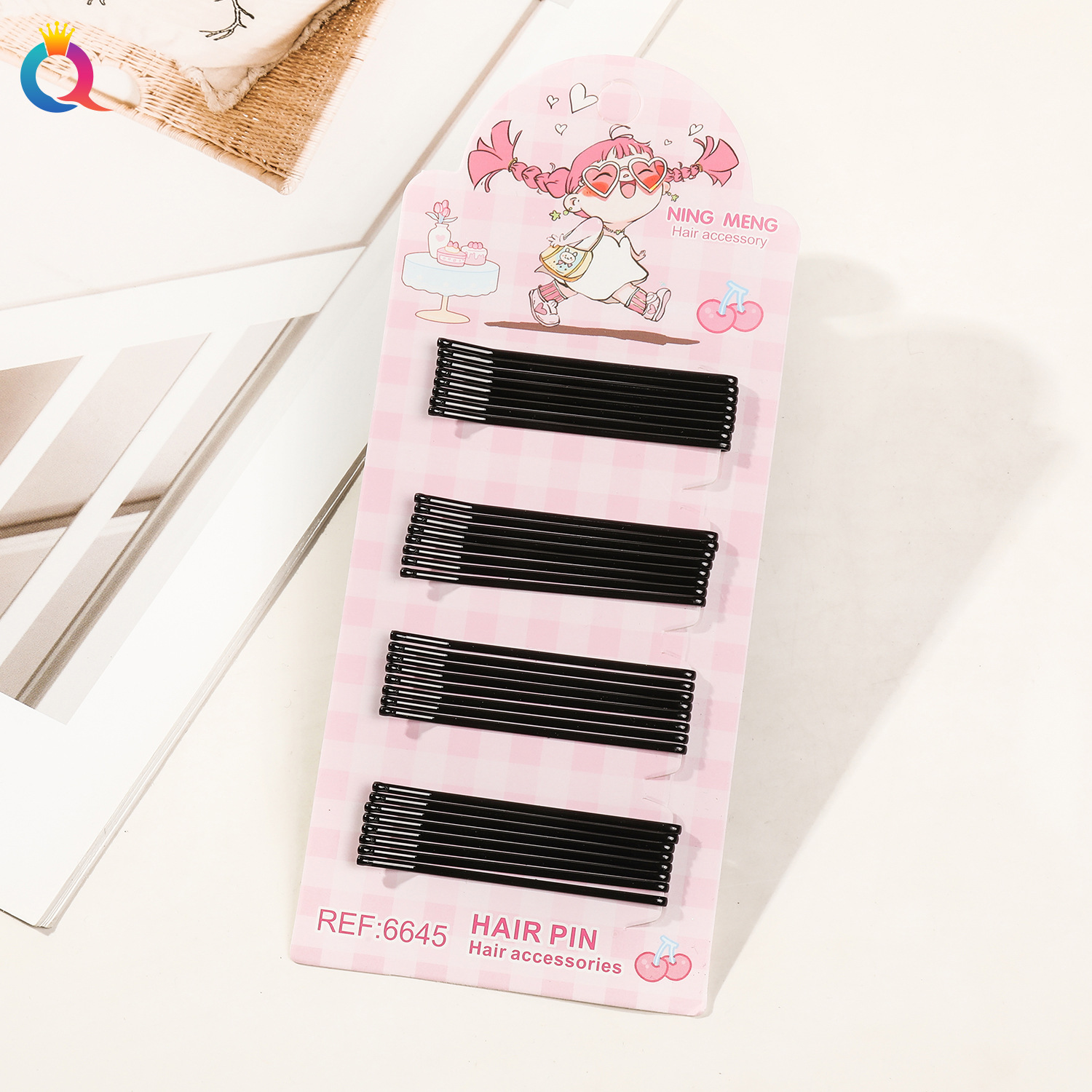 Wholesale of Qiyue Classic black straight clips, durable lacquered hair clips, braided hair clips, broken hair bangs clips and side clips pic 93
