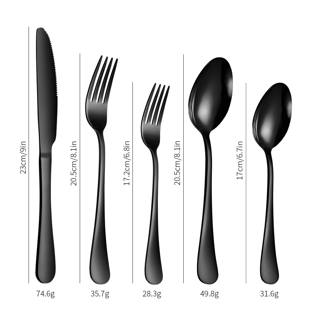 Cross-border Amazon 1010 stainless steel tableware 5 sets 20/30 pieces Western steak knife, fork and spoon set pic 8